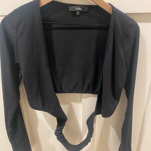 Lulus Black Long Sleeve Crop Top